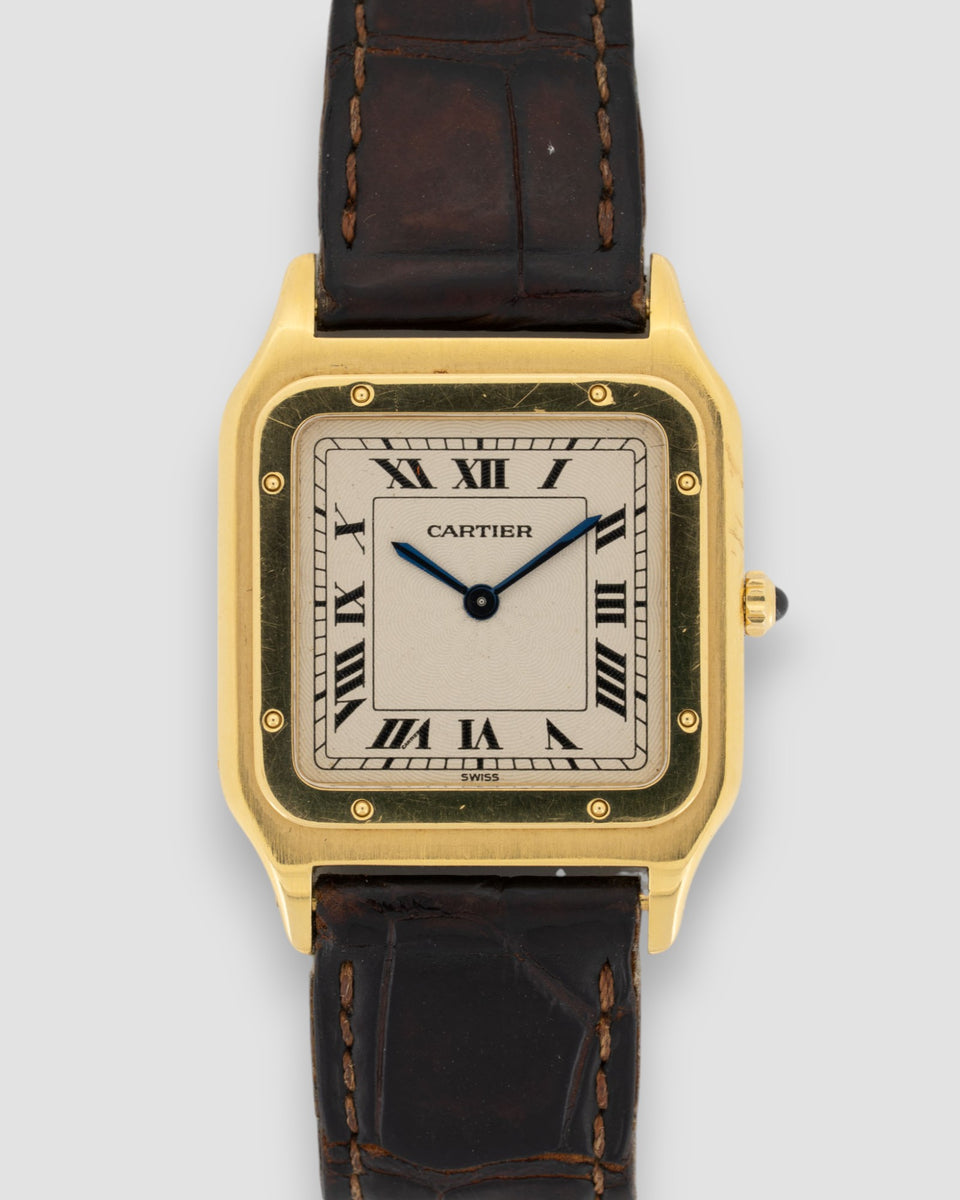 Cartier Pre CPCP Santos Dumont 821054 Extra Plate Guilloche Dial 18k YG ...