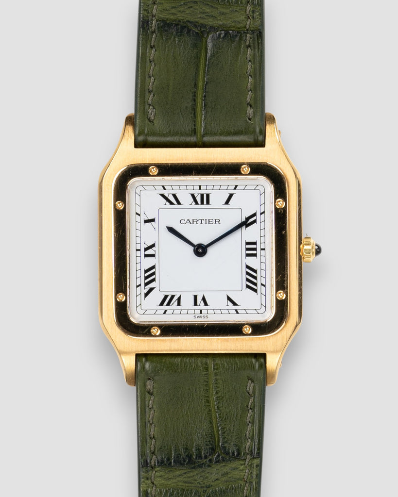 Cartier Santos Dumont 96054 Extra Plate Swiss Dial 18k YG 1980s