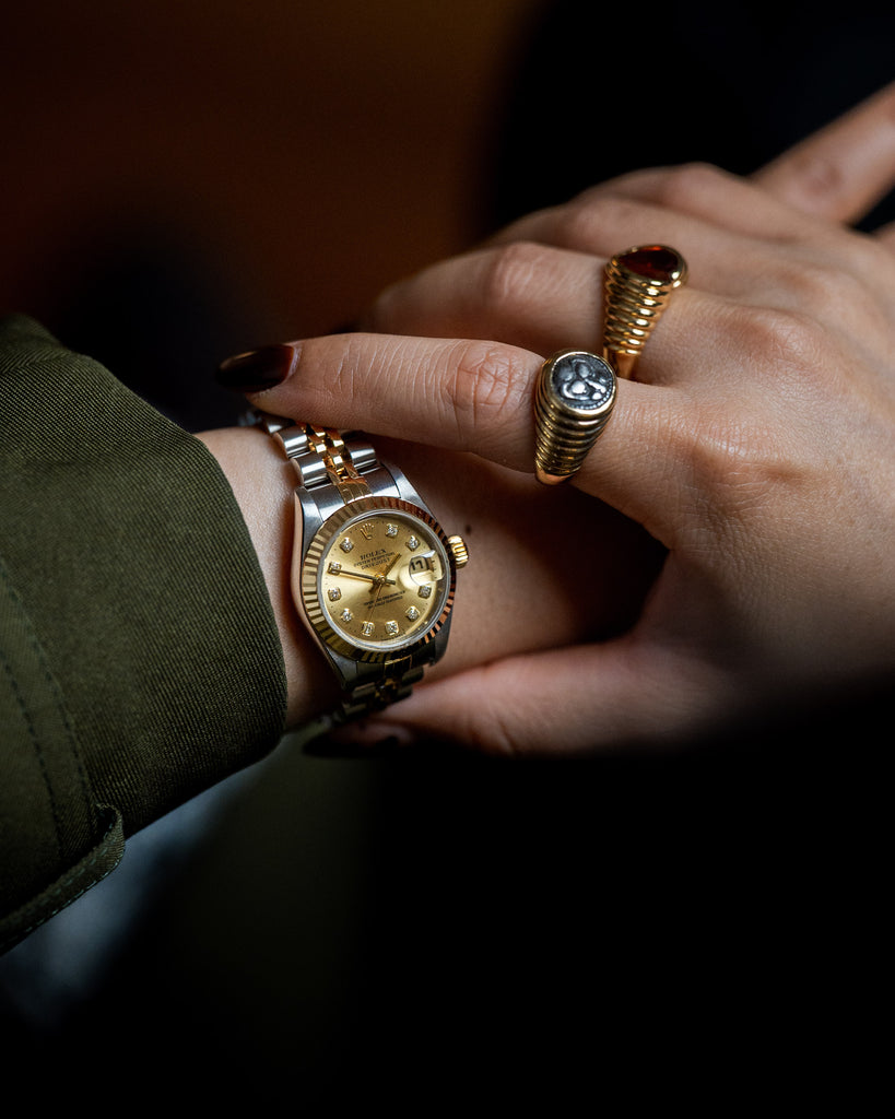 Rolex Mini Datejust 26mm 69173G Champagne Big Diamond Dial SS/YG 1999 ...