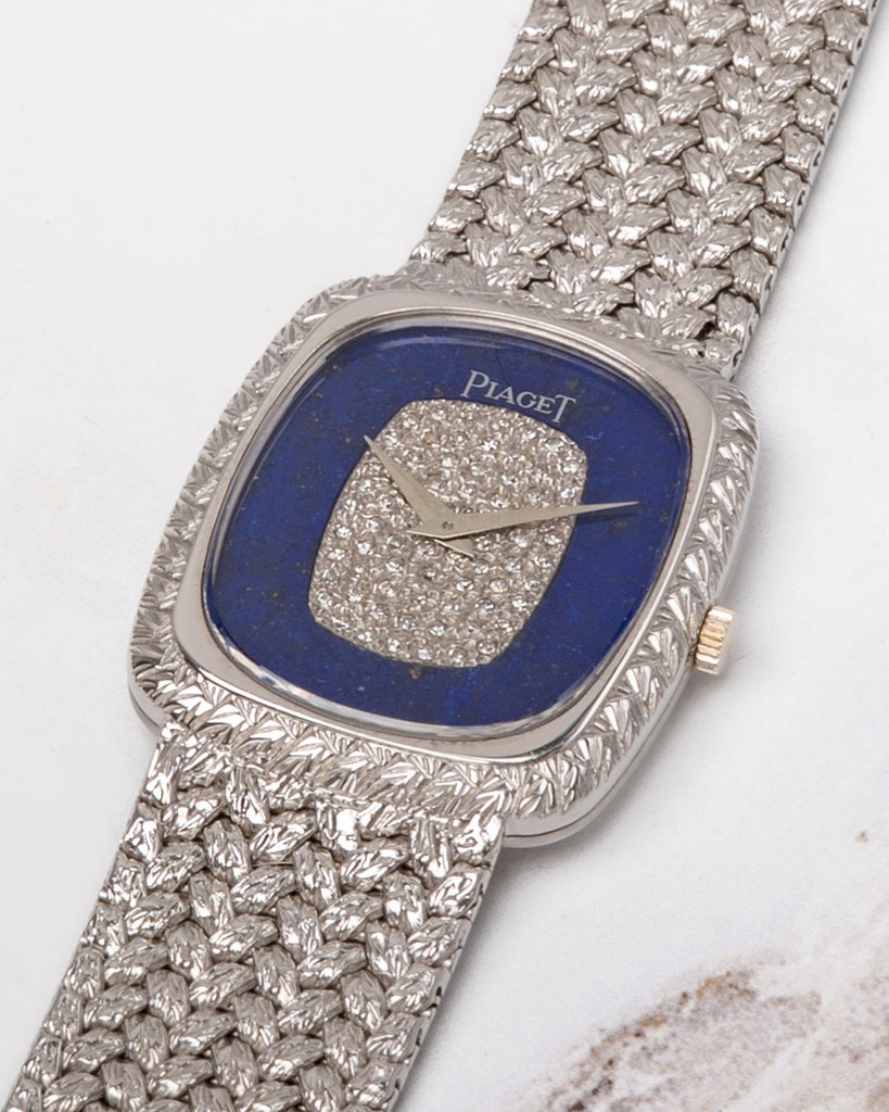 Piaget Ellipse 9251 D2 Lapis Lazuli Pave Diamond Stone Dial 18k WG ...