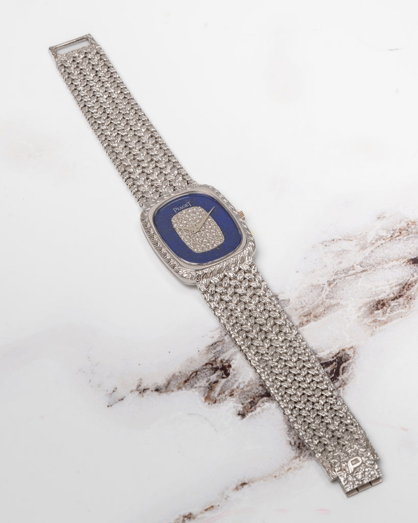 Piaget Ellipse 9251 D2 Lapis Lazuli Pave Diamond Stone Dial 18k WG ...
