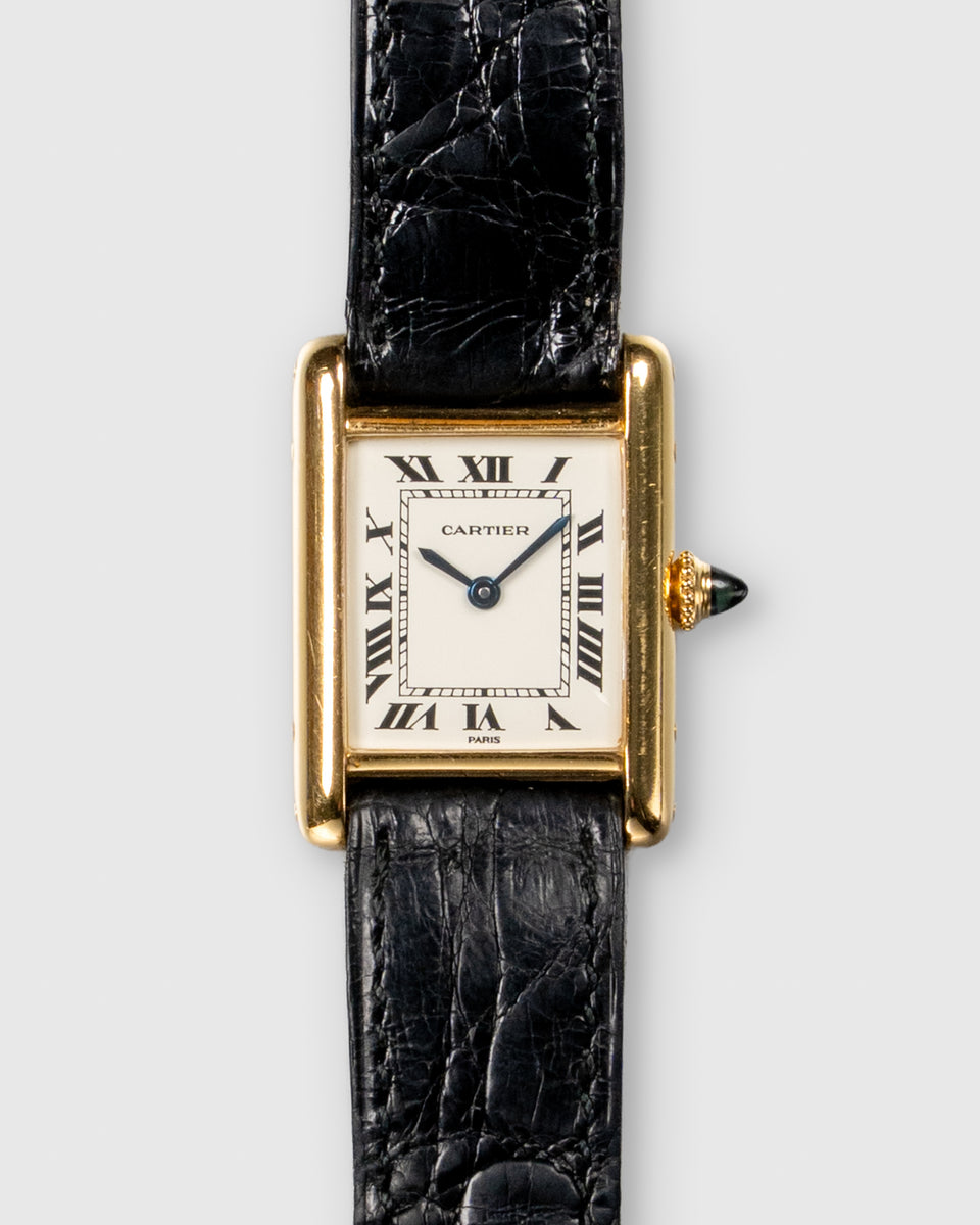 Cartier Tank Louis SM 78087 Paris Dial 18k YG Cartier Deployant ...