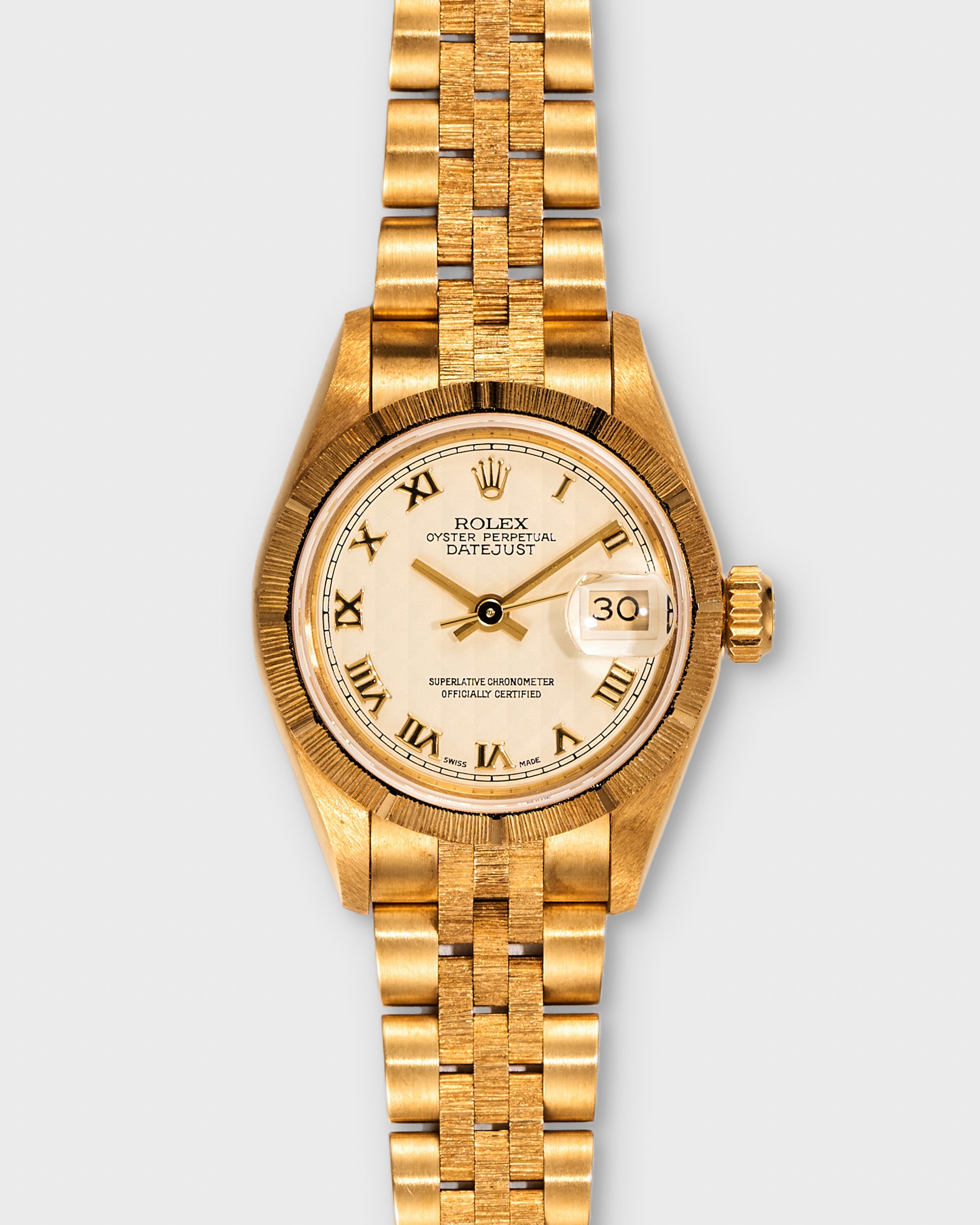 Rolex Ladies Datejust 69278 Pyramid Cream Dial Bark Bezel Jubilee
